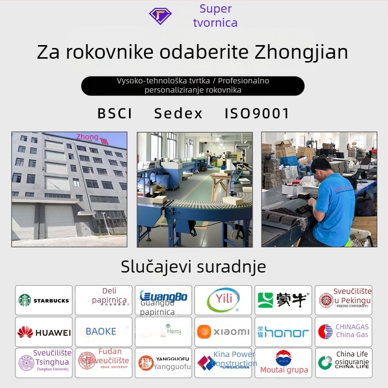 Bilježnica s prilagođenim logom i elastičnim remenom, šavani uvez, Dowling papir 70 g