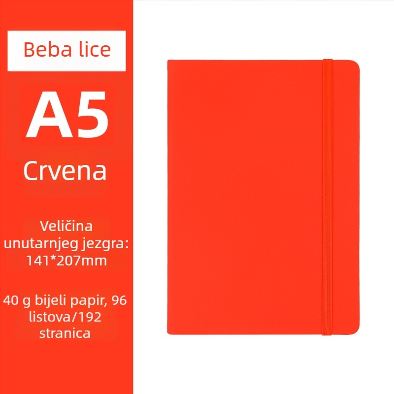 Bilježnica s prilagođenim logom i elastičnim remenom, šavani uvez, Dowling papir 70 g