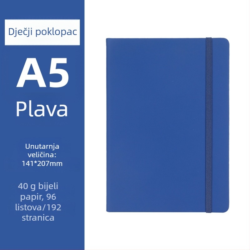 Bilježnica s prilagođenim logom i elastičnim remenom, šavani uvez, Dowling papir 70 g