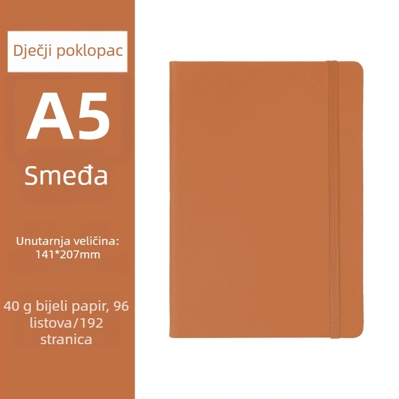 Bilježnica s prilagođenim logom i elastičnim remenom, šavani uvez, Dowling papir 70 g