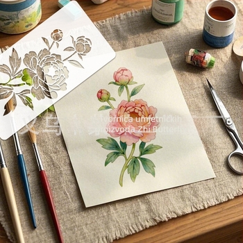 DIY šablona za slikanje s prirodnim cvjetnim motivom, prorezani panel za crtanje, PET materijal, model SJX-170