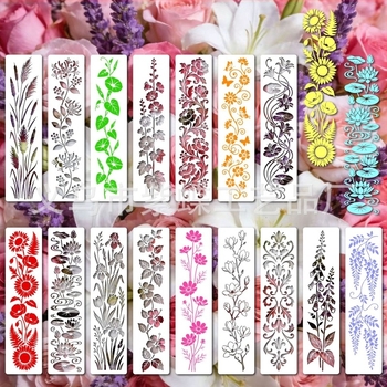 DIY predložak za grafiti ploču s šupljim dizajnom leptira i cvijeća, PET materijal, SJX-185