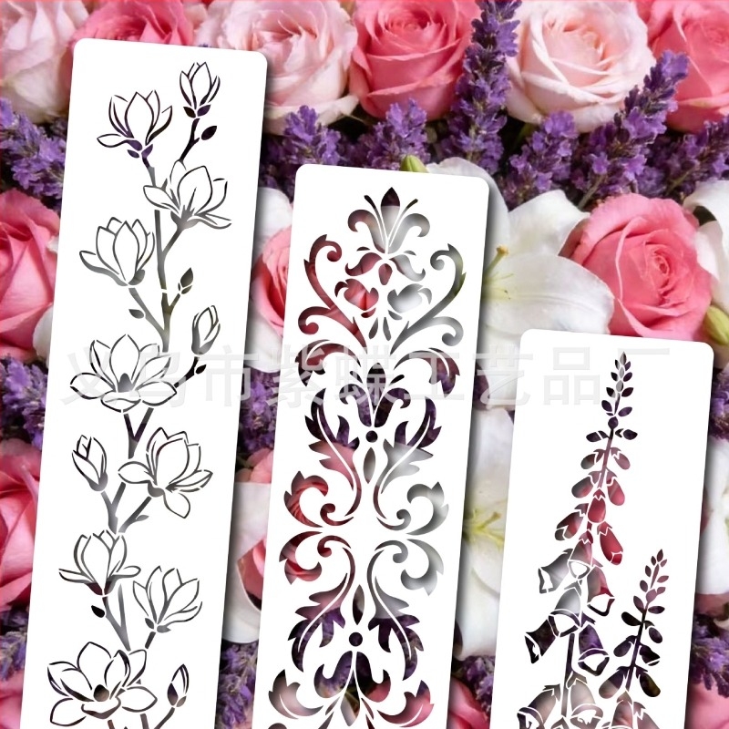 DIY predložak za grafiti ploču s šupljim dizajnom leptira i cvijeća, PET materijal, SJX-185