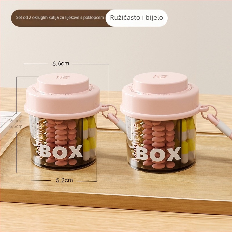 Kutija za tablete HL-1165, ABS plastika, zatvorena, s odjeljcima, kapacitet 120 ml