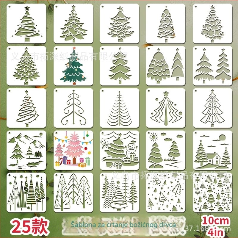 Depth Extension PET božićni šablon za crtanje za djecu, rekvizita za raspršivanje s izrezima, materijal PET, uvoz: Ne, IP dozvola: Ne
