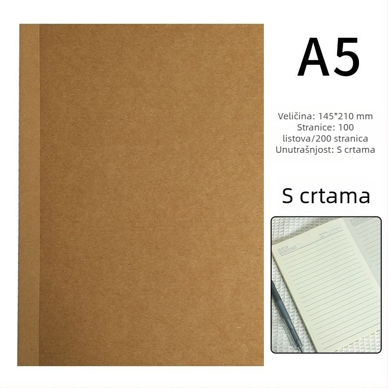 Skic bilježnica s kraft papirnom koricom, žično povezivanje, Dowling papir 80 g/m², 100–200 stranica