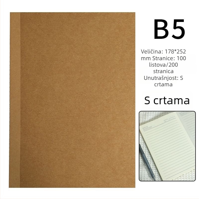 Skic bilježnica s kraft papirnom koricom, žično povezivanje, Dowling papir 80 g/m², 100–200 stranica