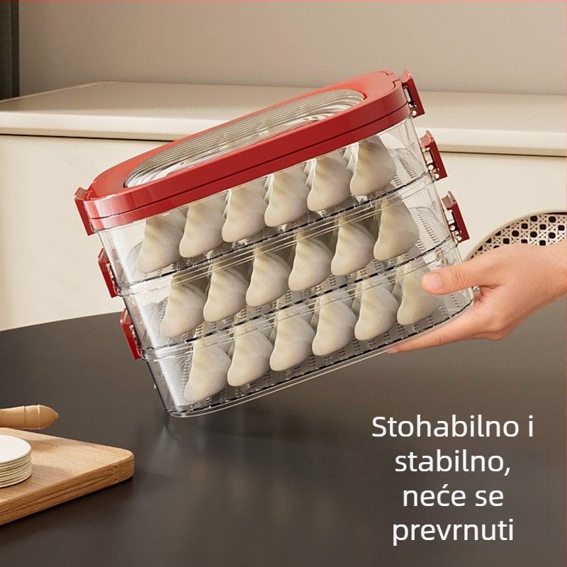 Kutija za dumplings — plastična, prijenosna, očuvanje svježine, brtvljenje, nordijski stil