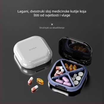 Prijenosni medicinski organizator kutija s višestrukim pretincima, zatvorena i otporna na vlagu, izrađena od ABS-a, kapacitet 2 l