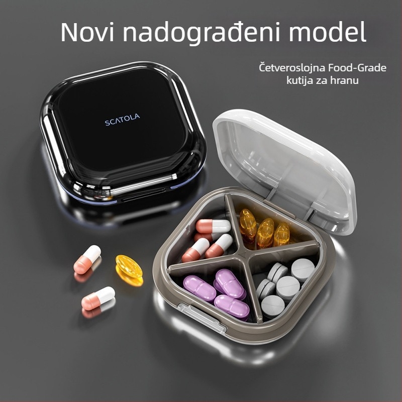 Prijenosni medicinski organizator kutija s višestrukim pretincima, zatvorena i otporna na vlagu, izrađena od ABS-a, kapacitet 2 l