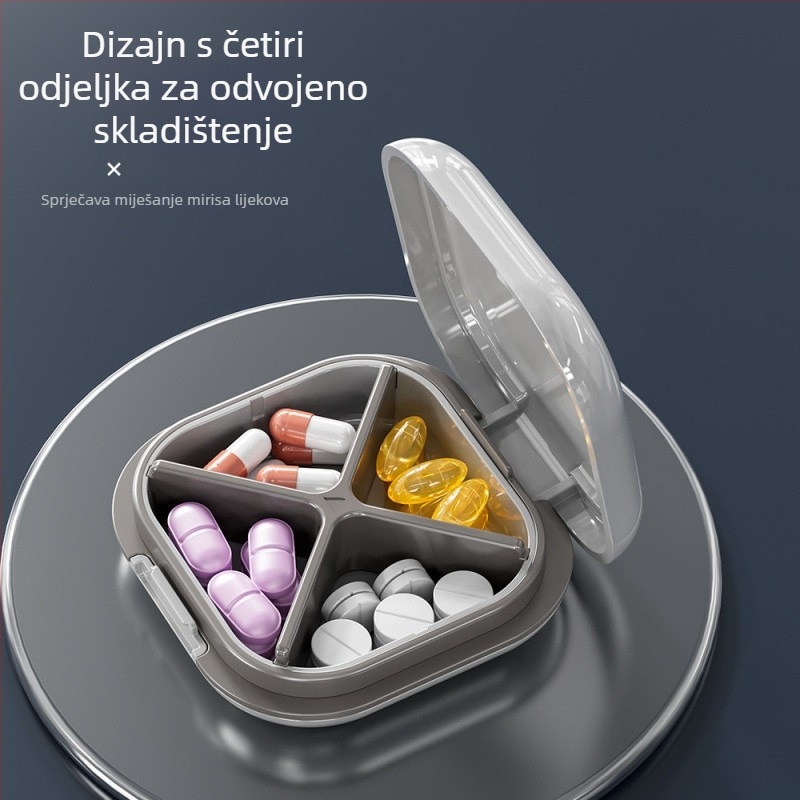 Prijenosni medicinski organizator kutija s višestrukim pretincima, zatvorena i otporna na vlagu, izrađena od ABS-a, kapacitet 2 l