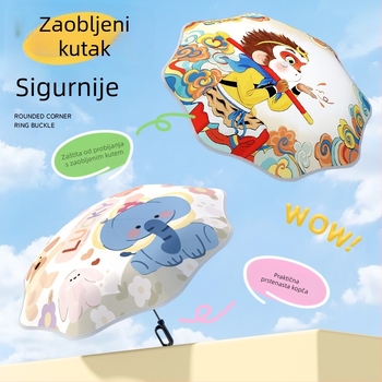 Dječji kišobran s automatskim otvaranjem, 8 šipki, UPF50+ zaštita od sunca i kiše, otisnuti logo