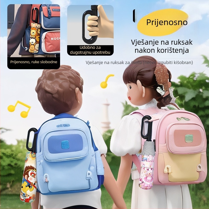 Dječji kišobran s automatskim otvaranjem, 8 šipki, UPF50+ zaštita od sunca i kiše, otisnuti logo