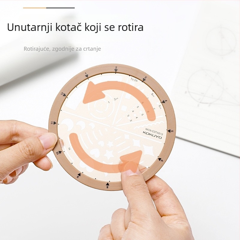 Kokuyo okretni šablonski pravilo za MO planer pribor, stil ikona i stil rasporeda, podijeljeni krug, ABS+PC, moderni minimalistički, ručno izrađeno