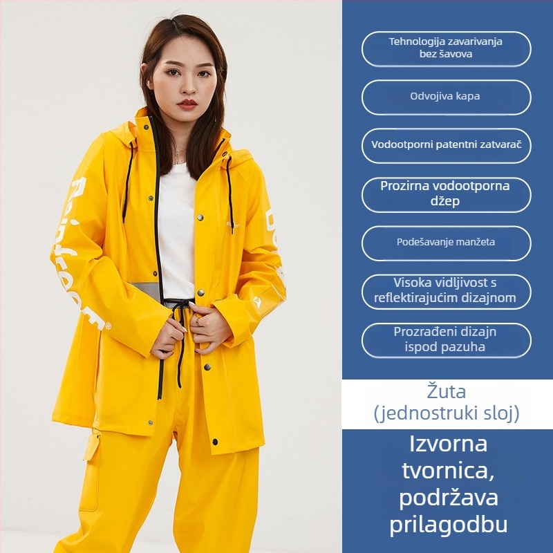 Komplet kišnog kaputa i hlača za vozače, debeli pleteni materijal, PVC vodootporni sloj, odrasli unisex