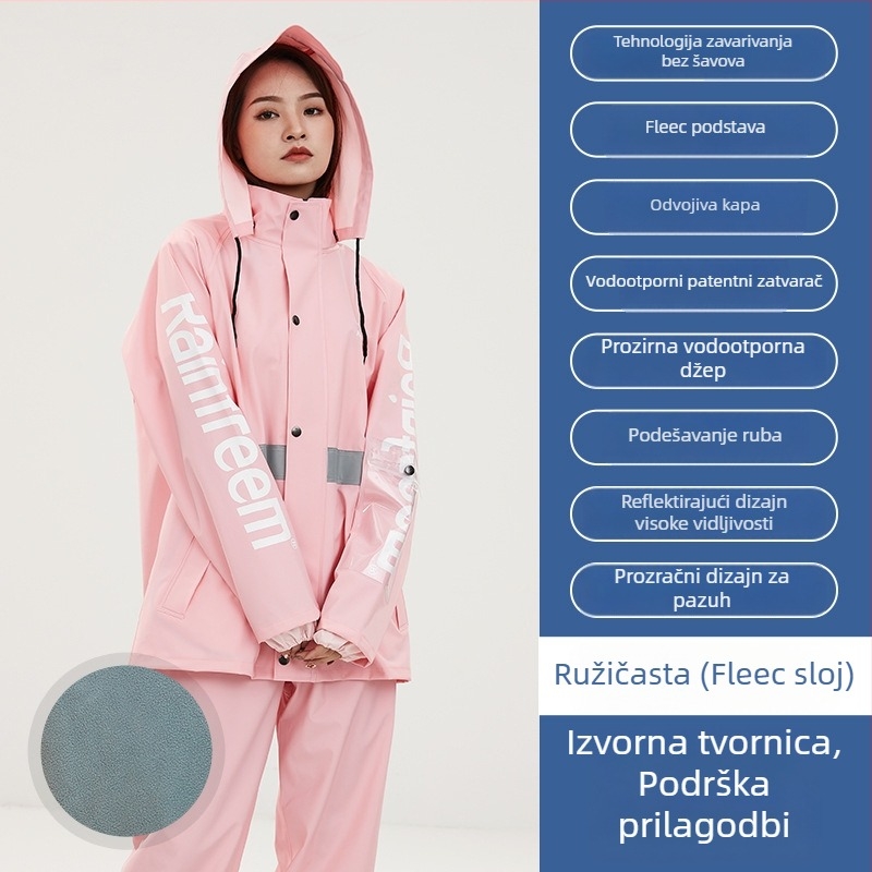 Komplet kišnog kaputa i hlača za vozače, debeli pleteni materijal, PVC vodootporni sloj, odrasli unisex