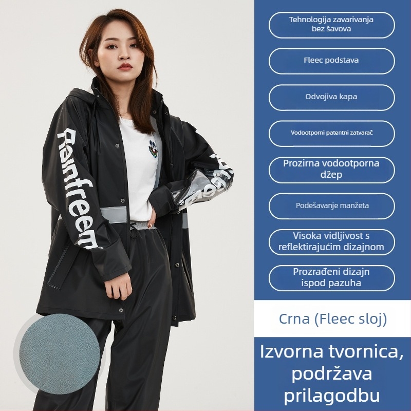 Komplet kišnog kaputa i hlača za vozače, debeli pleteni materijal, PVC vodootporni sloj, odrasli unisex