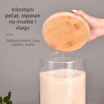 Xinkaihe cilindrično staklo od borosilikata za rižu, otporan na vlagu kuhinjski spremnik, hermetički zatvarač, pogodan za mikrovalnu