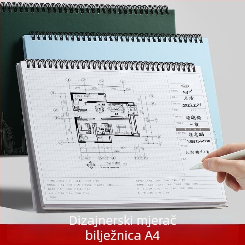 Dizajnerski mjerni bilježnica za interijer — Wen Zhe, model 20230330 • 80 stranica • Nevin Paper Weight: 120 • Prilagođivanje: Da