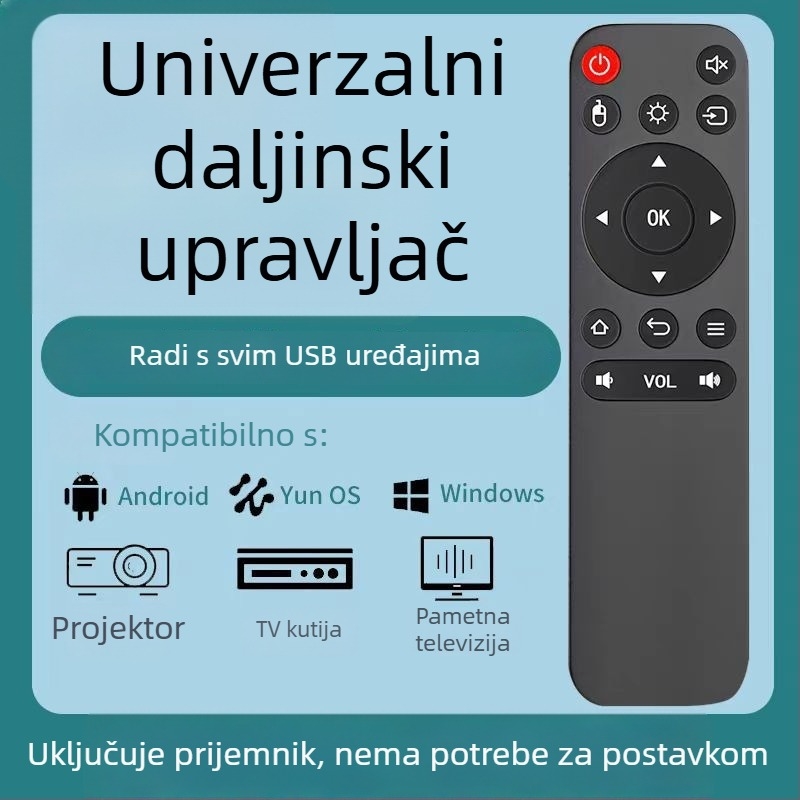 xyc daljinski upravljač za projektor, 2.4G, domet 10 m, kompatibilan s TV-om