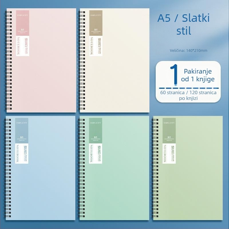 Spiralno uvezani rokovnik, 60 linijskih stranica