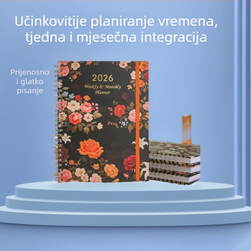 A5 spiralno uvezan planer-dnevnik, 2026, debeli bilježnica