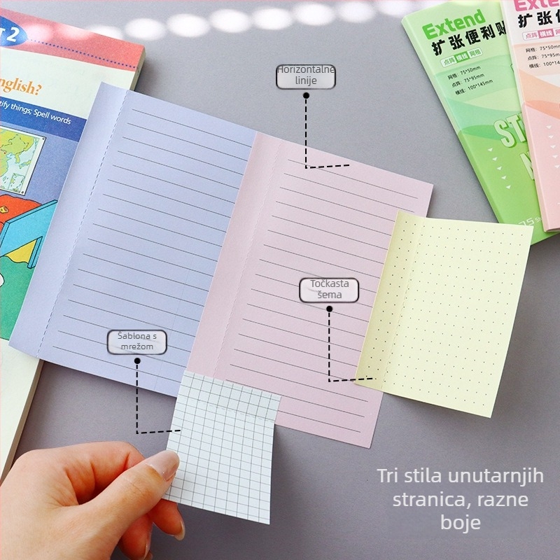 Kreativne ljepljive bilježnice za studente — proširive, nenametljivo ljepilo, 75 listova po knjizi, brend Advantages bear, IP autorizacija: Ne