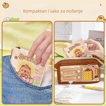 Cartoon Bear džepni kvadratni bilježnica s PU koricom, šavnim uvezom, papir 80 g/m², 100–200 stranica