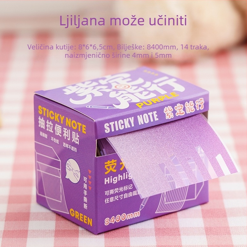 Xiami Fluorescentne ljepljive bilježke s odvojivim indeksima, gradientne tanke trake, 14 komada u kutiji