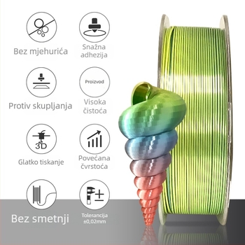 PLA vlakno za 3D ispis sa satenskim završetkom - 1 kg, točnost 0,01 mm, kompatibilno s FDM printerom