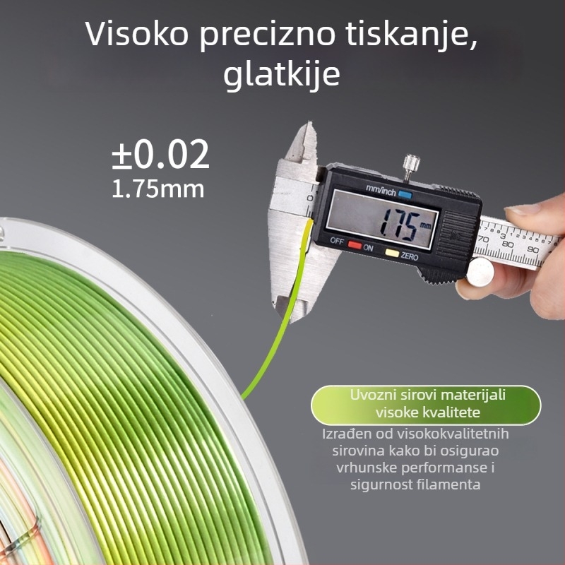 PLA vlakno za 3D ispis sa satenskim završetkom - 1 kg, točnost 0,01 mm, kompatibilno s FDM printerom