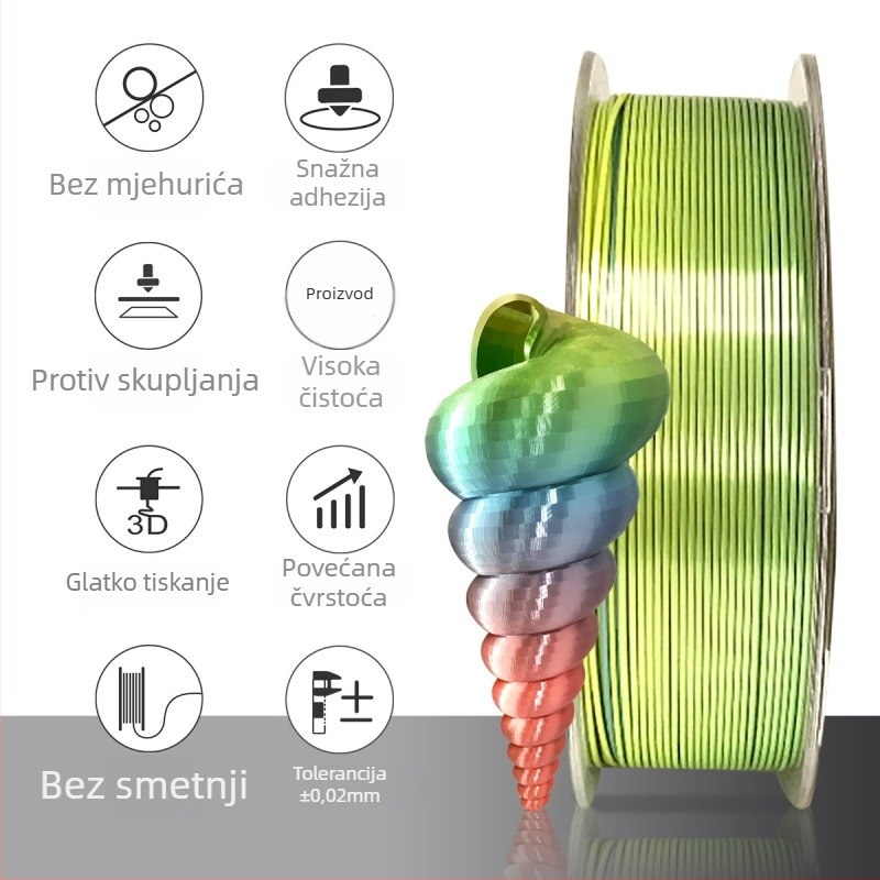 PLA vlakno za 3D ispis sa satenskim završetkom - 1 kg, točnost 0,01 mm, kompatibilno s FDM printerom