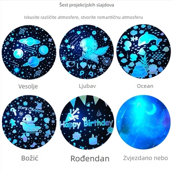 Dječja noćna svjetiljka s Bluetooth glazbom i projekcijom zvjezdanog neba — daljinski upravljač, napajanje iz utičnice, ABS