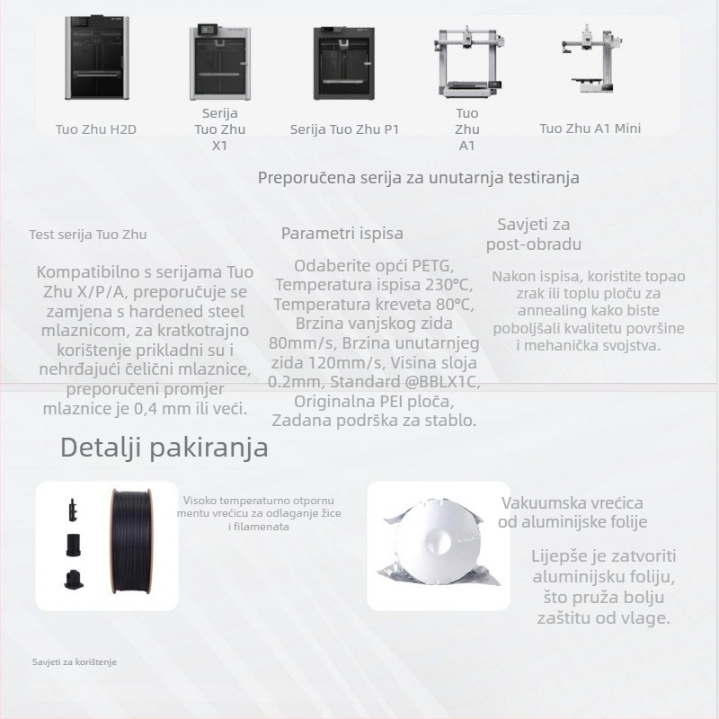 PETG-CF filament za 3D ispis, Bing3D, promjer 1.75 mm, duljina 340 m, težina 1 kg, kružni presjek