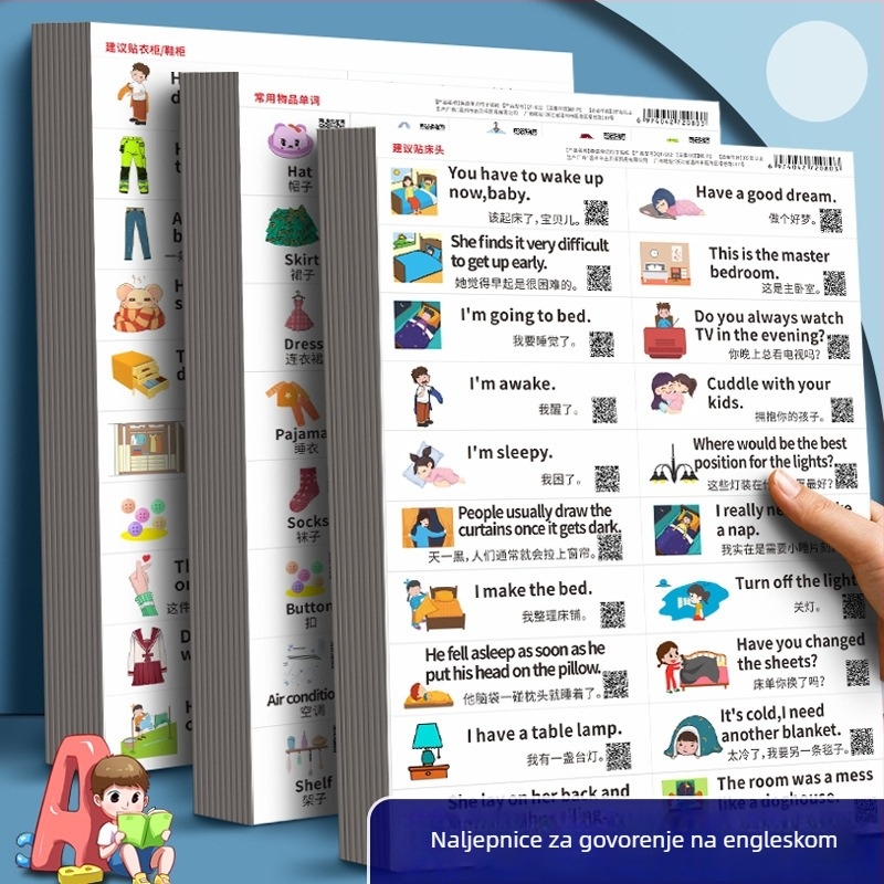 Engleske naljepnice za učenje za djecu — dnevne životne scene, ljepilo, sladak stil, ispis (Brand: Jerry; Adhesive: Yes; Style: Cute; Craft: Printing)