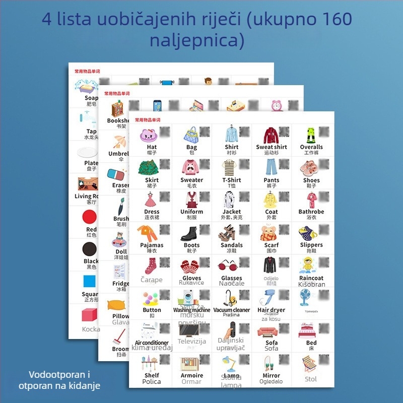 Engleske naljepnice za učenje za djecu — dnevne životne scene, ljepilo, sladak stil, ispis (Brand: Jerry; Adhesive: Yes; Style: Cute; Craft: Printing)