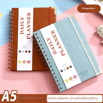 Spiralno povezan dnevnik za dnevno planiranje i formiranje navika, korice od imitacijske kože, Dowling papir, 80 stranica, 100 g