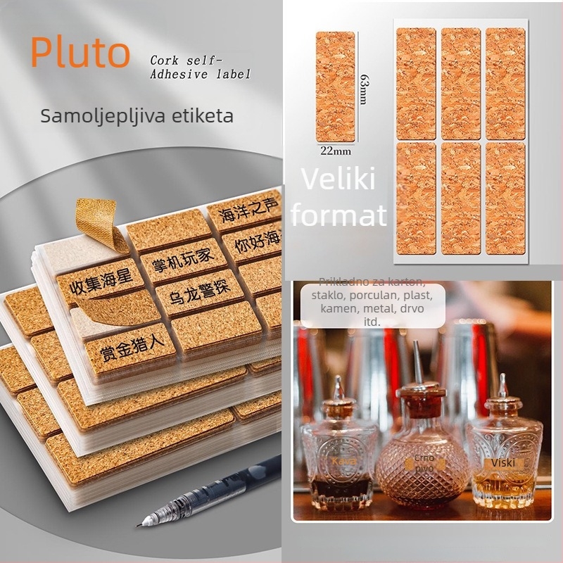 Samoljepljive korkove drvene etikete – vodootporne naljepnice za kozmetiku, začine i hranu, označavanje datuma (ručni zapis) [Brand: Friendly; Šifra proizvoda: zms; Lijepiti: Da; IP ovlaštenje: Ne]