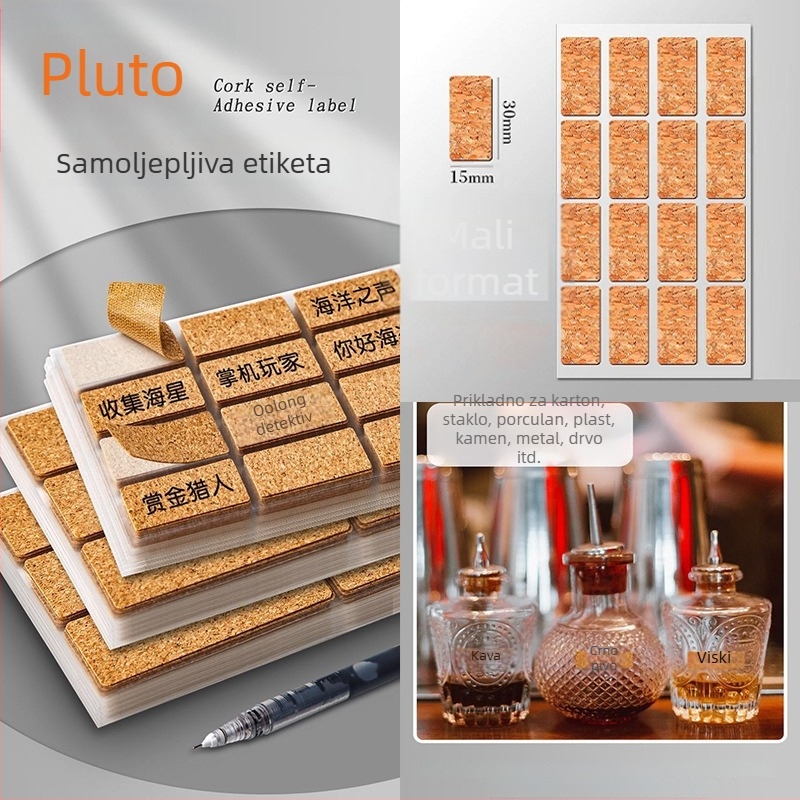Samoljepljive korkove drvene etikete – vodootporne naljepnice za kozmetiku, začine i hranu, označavanje datuma (ručni zapis) [Brand: Friendly; Šifra proizvoda: zms; Lijepiti: Da; IP ovlaštenje: Ne]