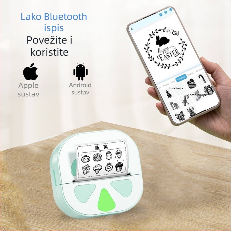 Prijenosni Bluetooth termalni pisač naljepnica D20 za pametne telefone, bez tinte, tisak 48 mm, papir širine 57 mm