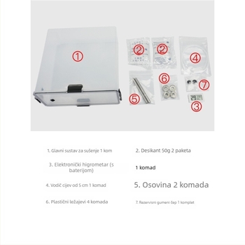 Kutija za sušenje potrošnog materijala za 3D printer s kapacitetom 1 kg, ladica za materijal i zatvoreno skladište za PLA, PETG, TPU, nylon i ABS