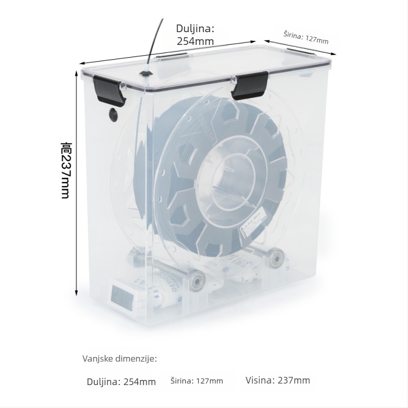 Kutija za sušenje potrošnog materijala za 3D printer s kapacitetom 1 kg, ladica za materijal i zatvoreno skladište za PLA, PETG, TPU, nylon i ABS