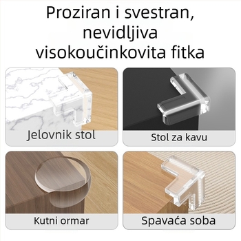 Zaštitnik kutu stola, pravokutni kut, proziran mekani silikon, protua udara