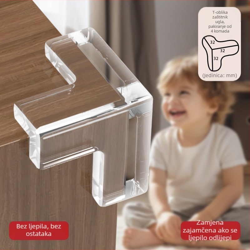 Zaštitnik kutu stola, pravokutni kut, proziran mekani silikon, protua udara