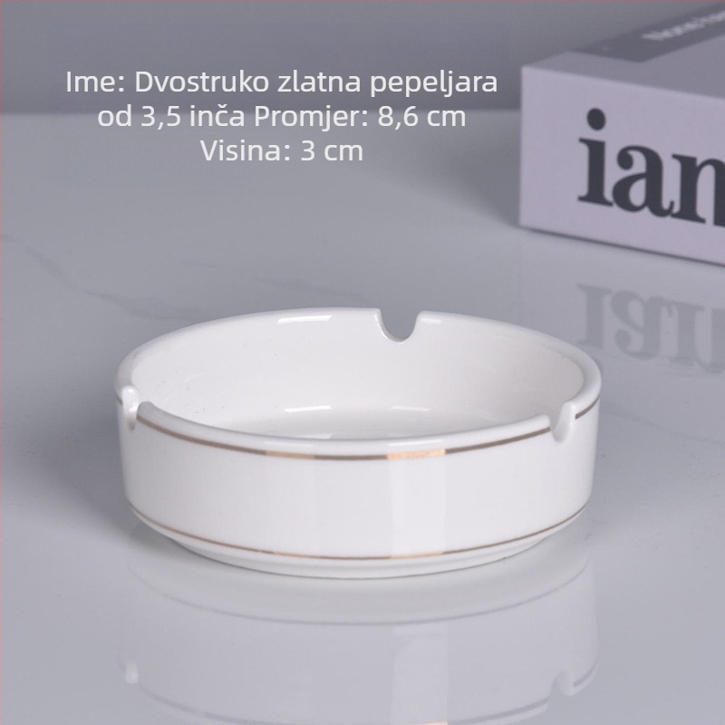 Okrugli keramički pepeljara s rubom – ugostiteljstvo i hoteli, prilagodljivo graviranje logotipa