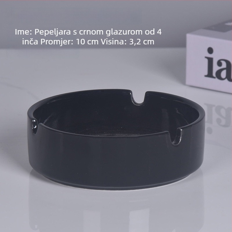 Okrugli keramički pepeljara s rubom – ugostiteljstvo i hoteli, prilagodljivo graviranje logotipa