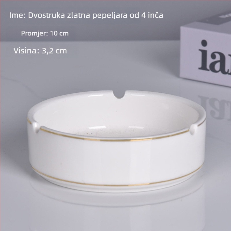 Okrugli keramički pepeljara s rubom – ugostiteljstvo i hoteli, prilagodljivo graviranje logotipa
