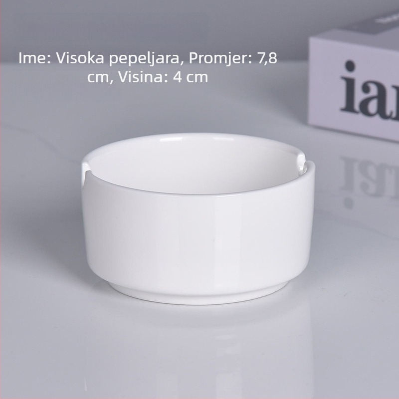 Okrugli keramički pepeljara s rubom – ugostiteljstvo i hoteli, prilagodljivo graviranje logotipa