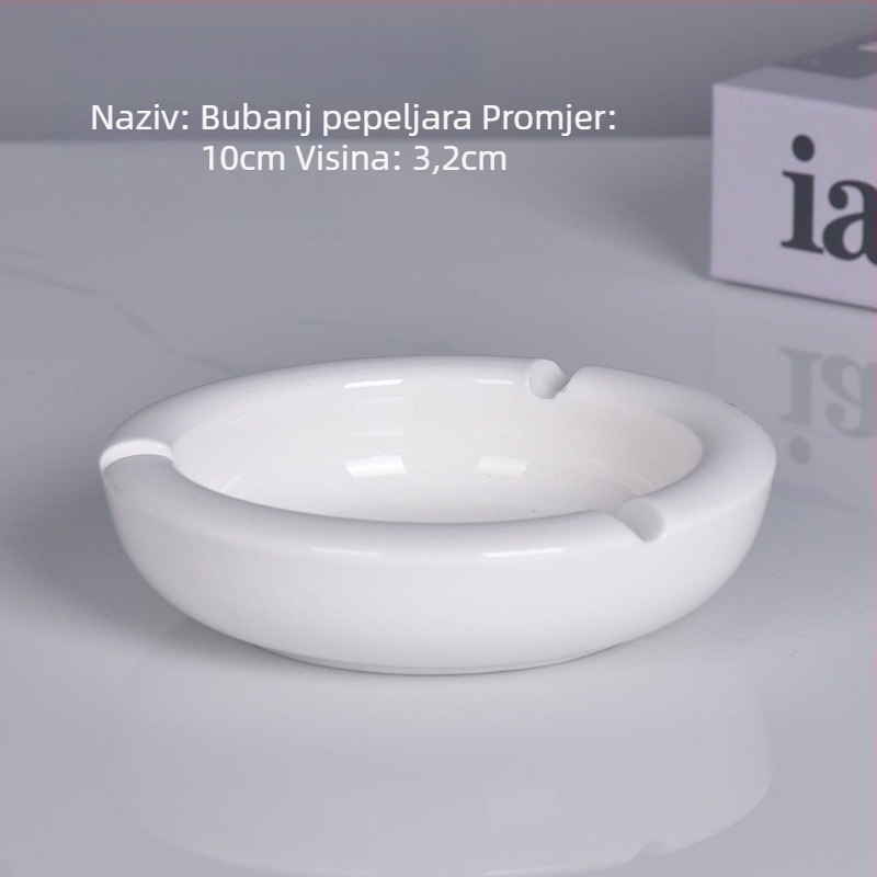 Okrugli keramički pepeljara s rubom – ugostiteljstvo i hoteli, prilagodljivo graviranje logotipa