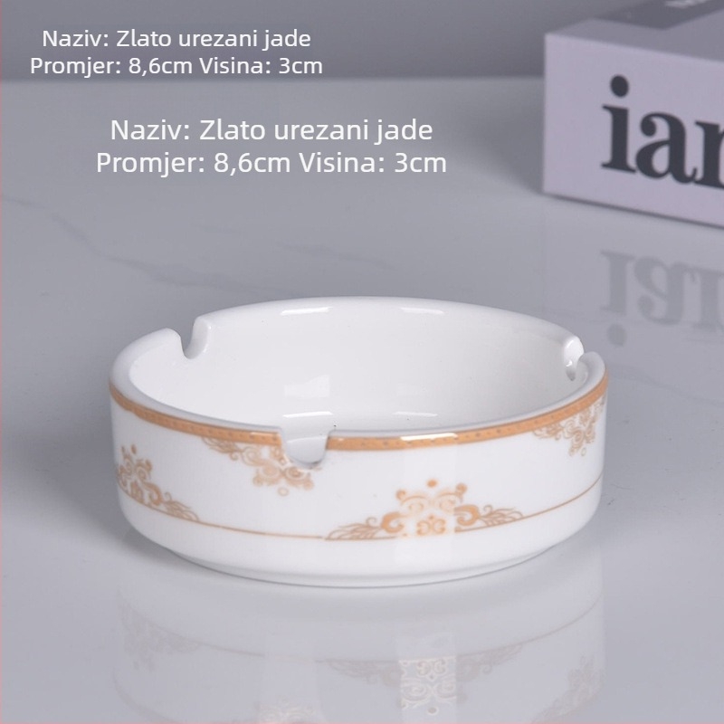 Okrugli keramički pepeljara s rubom – ugostiteljstvo i hoteli, prilagodljivo graviranje logotipa